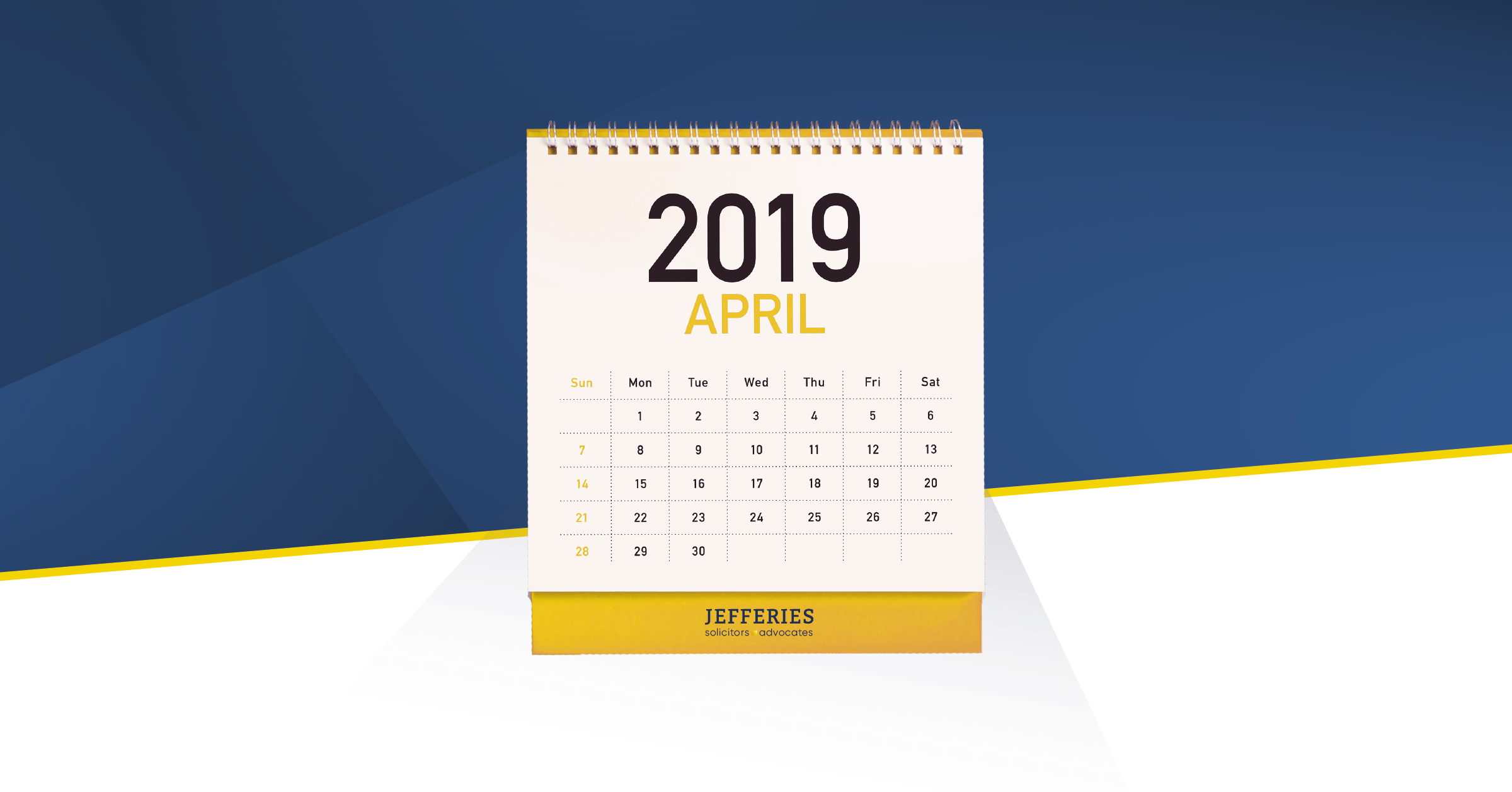 calendar showing April 2019