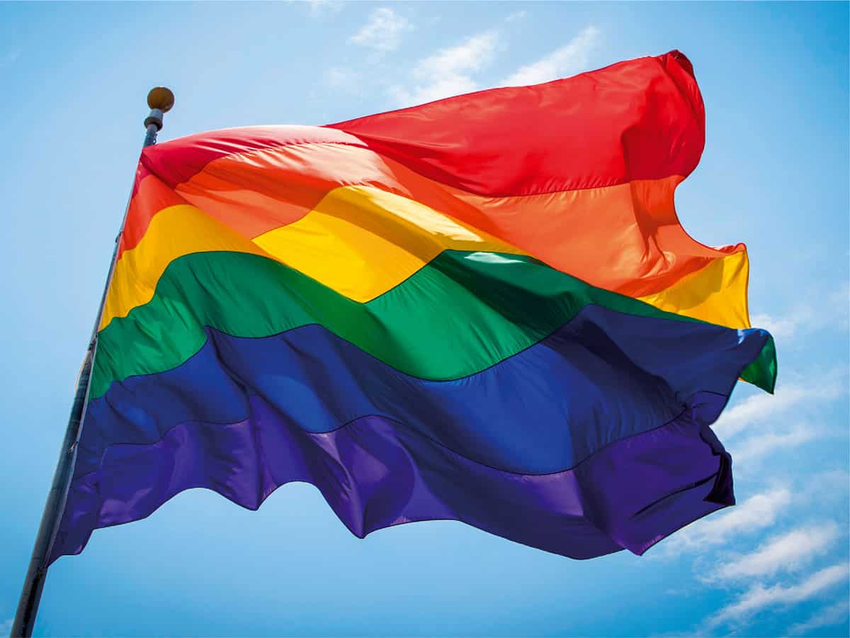 LGBTQ+ flag in wind