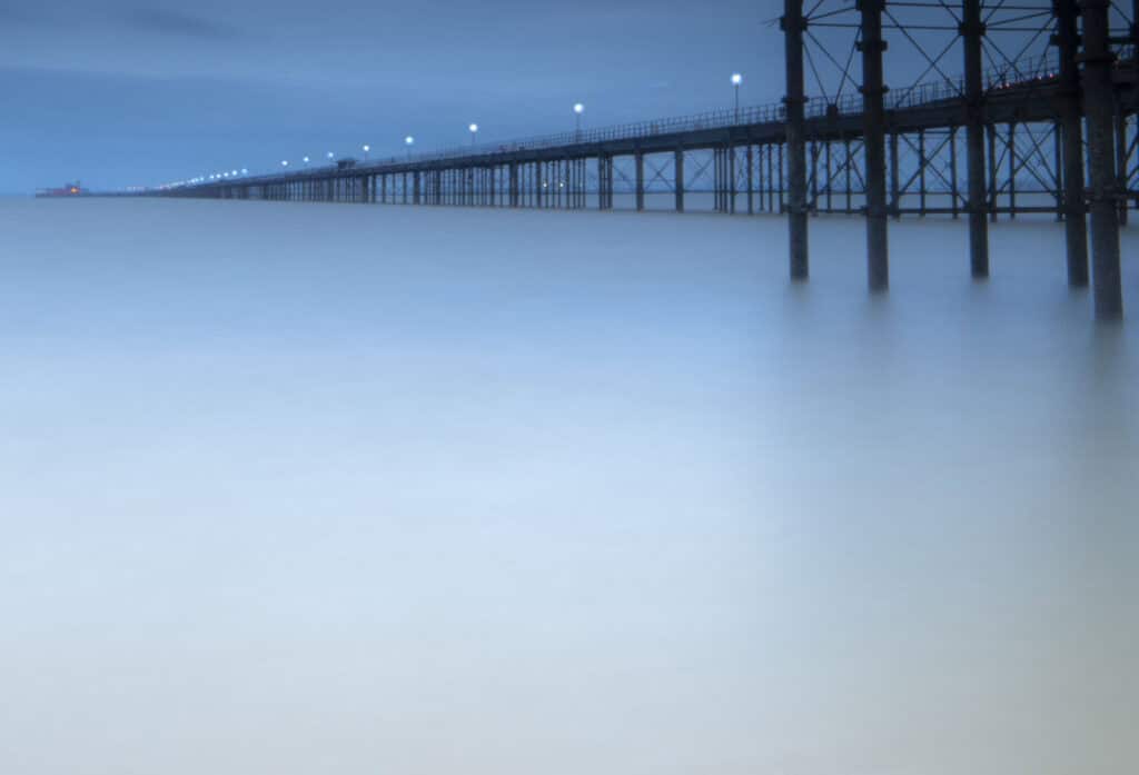 long pier at night time