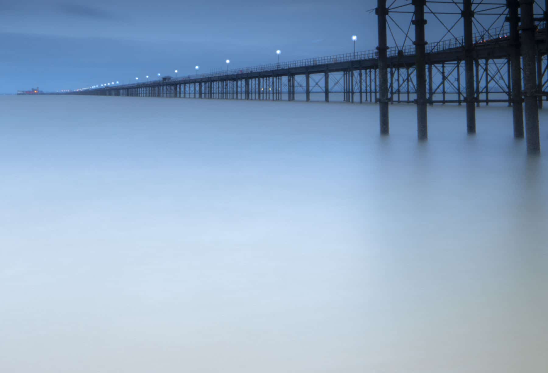 long pier at night time