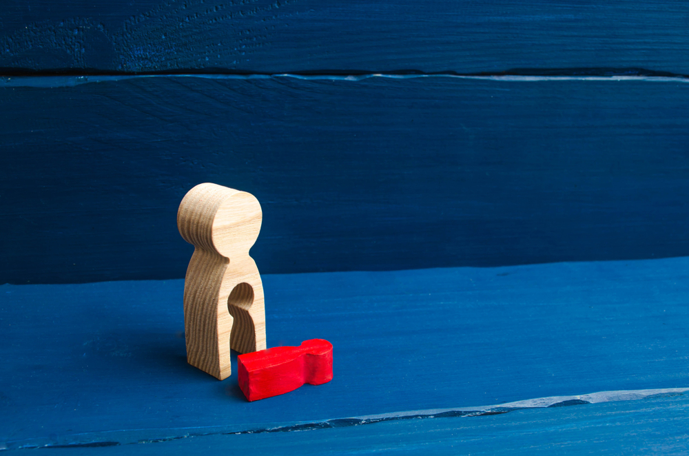 Wooden toy on blue background